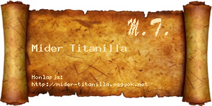 Mider Titanilla névjegykártya